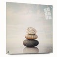 Large abstract wall art featuring close-up nature elements in vibrant green tones on acrylic glass.