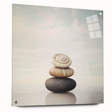 Large abstract wall art featuring close-up nature elements in vibrant green tones on acrylic glass.