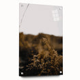 Large abstract wall art depicting fall seasons in orange and red hues on acrylic glass.