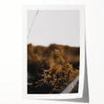 Extra large rolled print of autumnal floral art in warm orange and red tones, ideal for dining room wall decor.