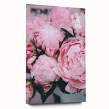 Large abstract wall art on acrylic glass depicting spring season in soft pastel shades.