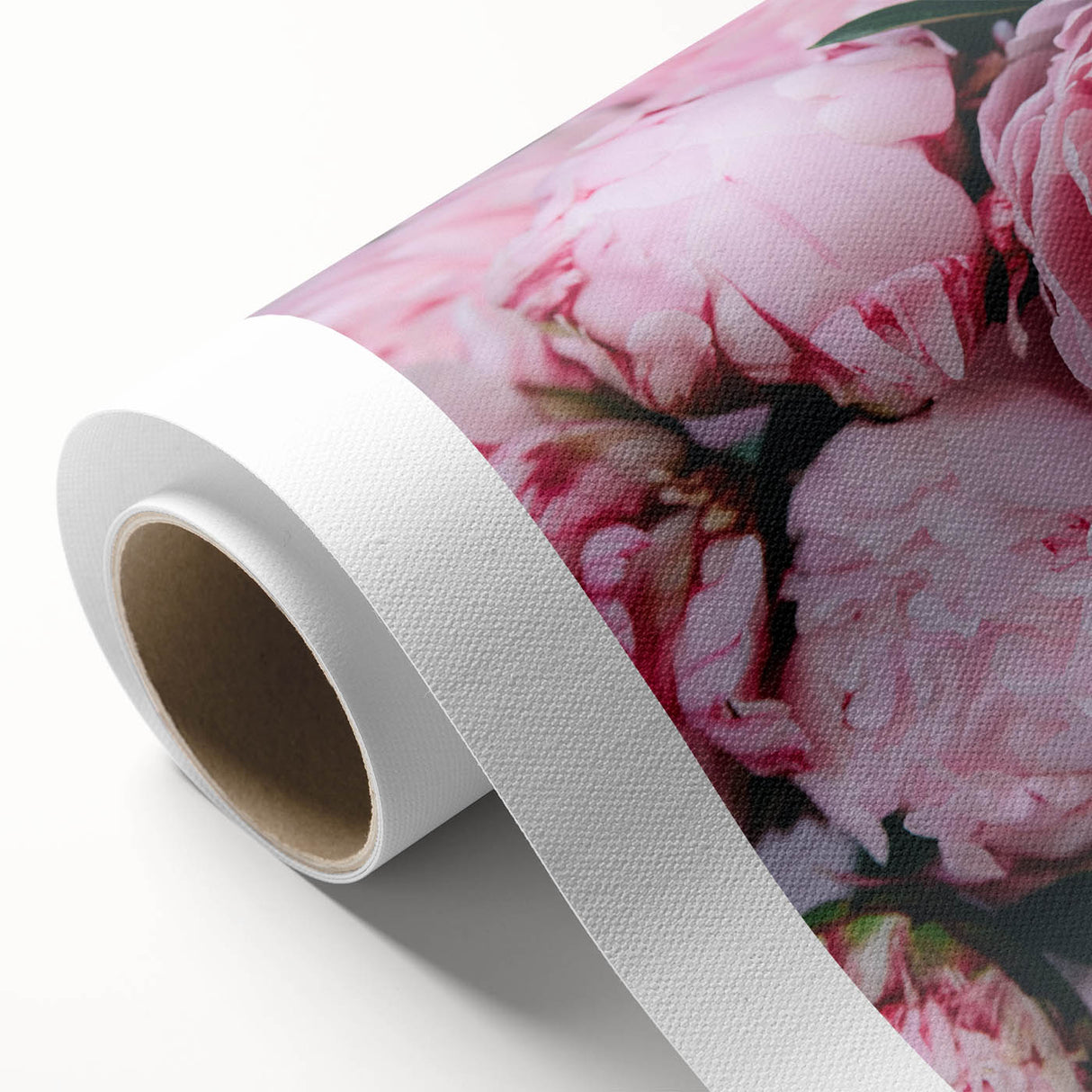 Art Deco poster featuring a stylized spring landscape on rolled canvas, with soft green and pink tones.