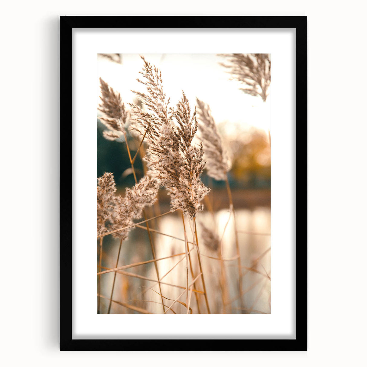 Extra large abstract art print featuring vibrant summer hues on textured canvas, framed in black.