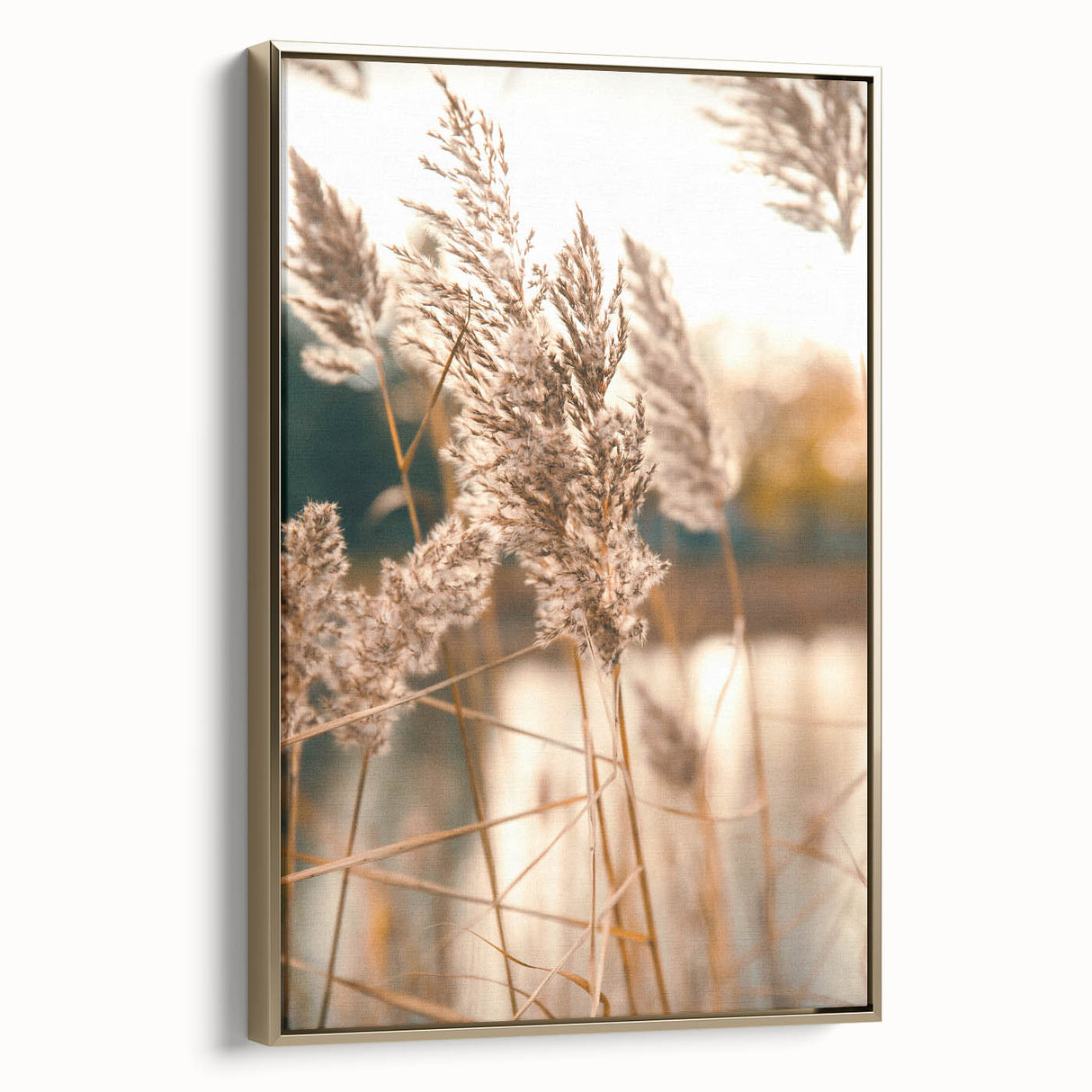 Framed canvas wall art depicting a vintage landscape with black and gold tones, ideal for bedroom decor.