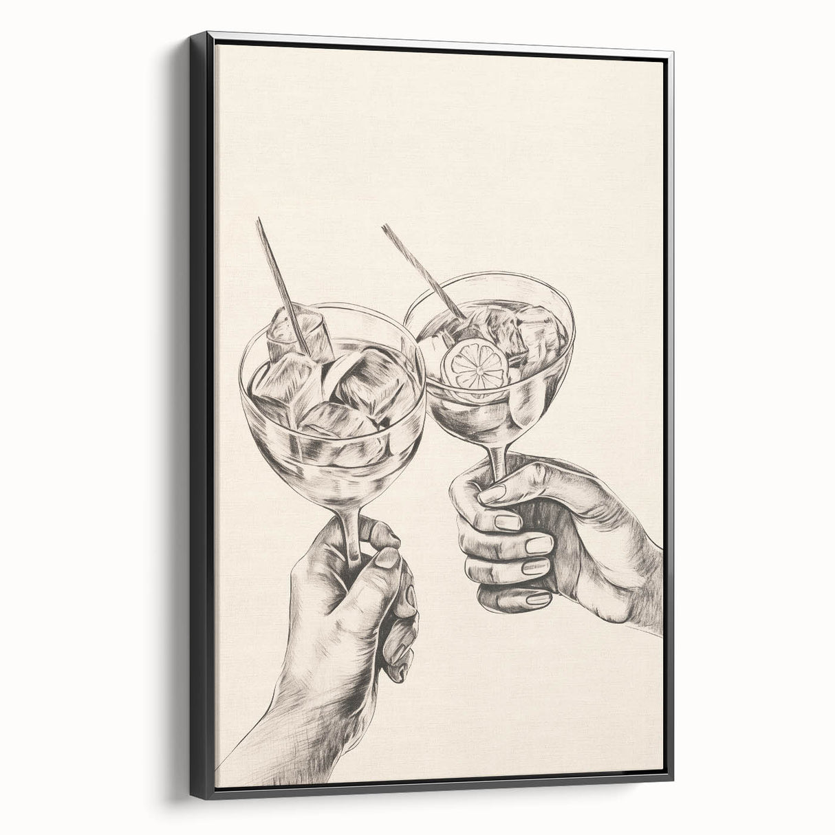 Framed canvas depicting a black and white winter landscape, ideal for bedroom wall art.