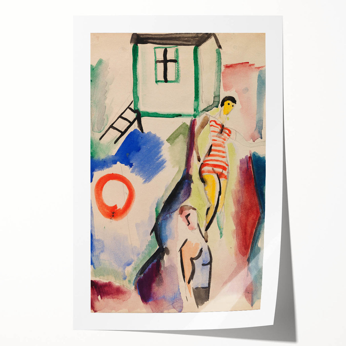 Modern Wall Art: Abstract Beach Scene with Vibrant Colors