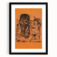 Modern Wall Art: Expressive Portrait on Warm Orange Background