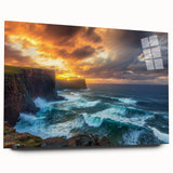 Acrylic glass artwork showcasing a stunning landscape of cliffs, highlighting vibrant colors and intricate details, perfect for modern home decor and art enthusiasts.