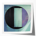 Abstract geometric photo print mockup featuring vibrant colors, dynamic shapes, and a glossy finish, ideal for modern home decor or art displays.