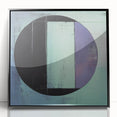 Framed geometric abstract art piece with black acrylic front, showcasing sharp lines and modern design elements, perfect for contemporary home decor.