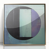 Framed acrylic artwork showcasing an abstract geometric design in gold hues, perfect for modern interior decor. Ideal for enhancing living spaces with contemporary elegance.