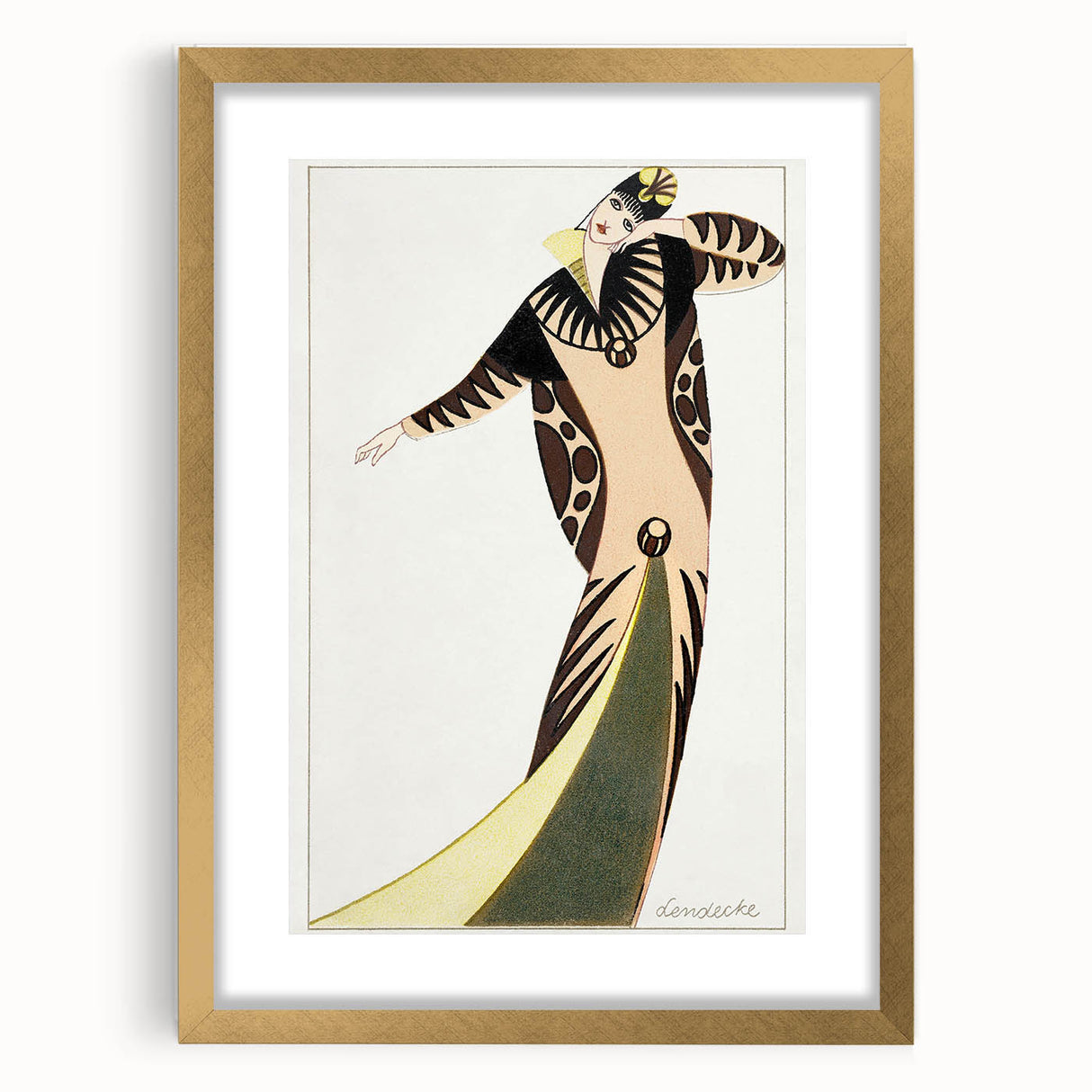 Stylish Art Deco Fashion Wall Art – Bold 1920s Illustration in Earth Tones