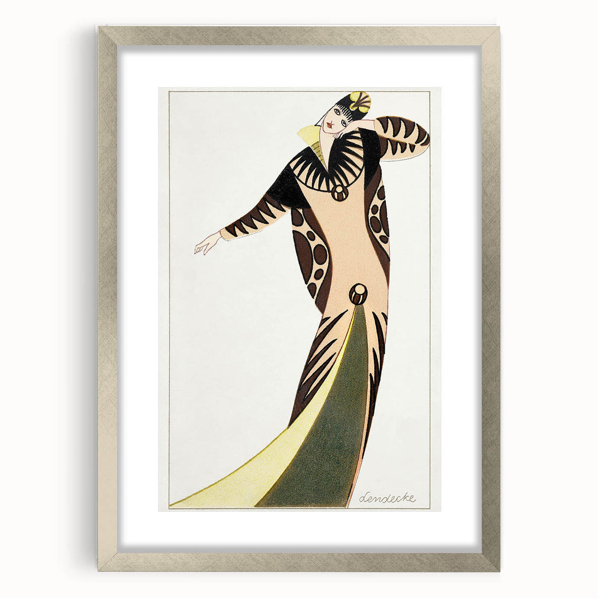 Stylish Art Deco Fashion Wall Art – Bold 1920s Illustration in Earth Tones