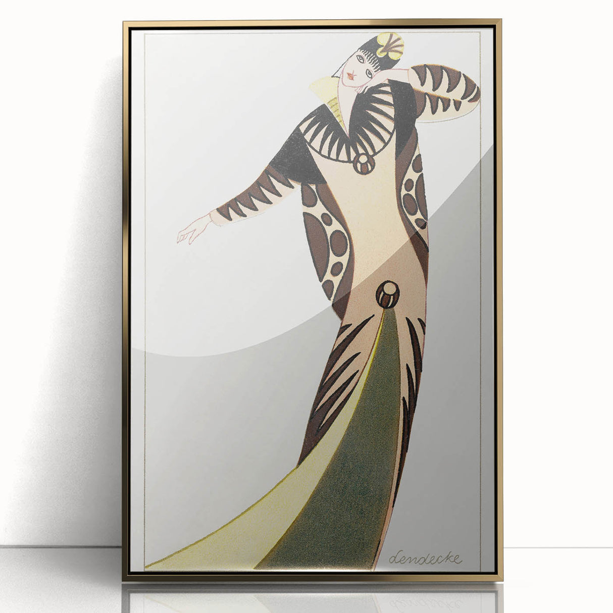 Stylish Art Deco Fashion Wall Art – Bold 1920s Illustration in Earth Tones