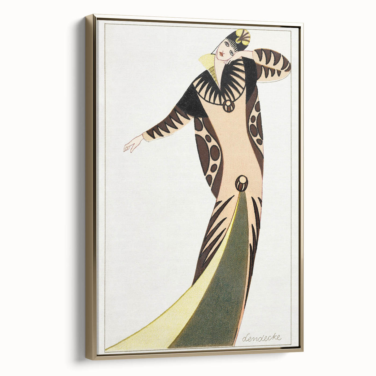 Stylish Art Deco Fashion Wall Art – Bold 1920s Illustration in Earth Tones