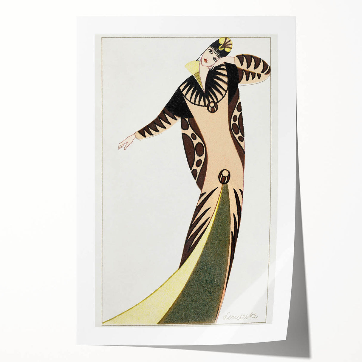 Stylish Art Deco Fashion Wall Art – Bold 1920s Illustration in Earth Tones