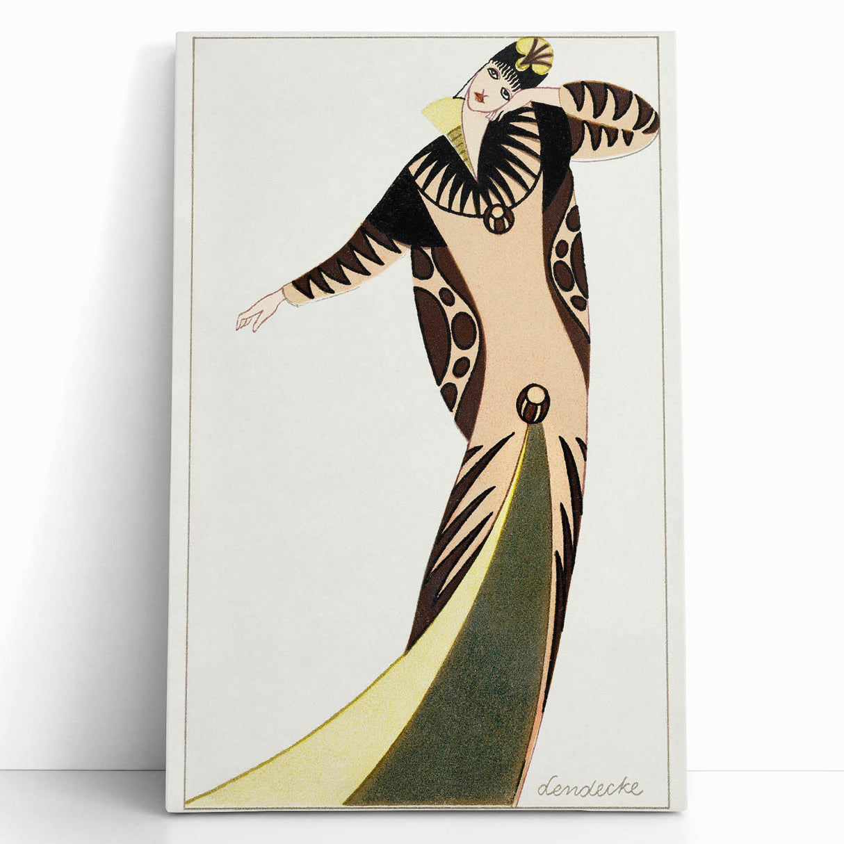 Stylish Art Deco Fashion Wall Art – Bold 1920s Illustration in Earth Tones