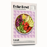 Large abstract wall art featuring assorted food dishes in vibrant colors on acrylic glass.