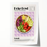 Rolled print of assorted food dishes in muted earth tones, ideal for art wall dining room.