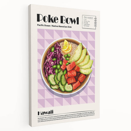 Large canvas print featuring a variety of colorful food dishes, suitable for kitchen wall art.