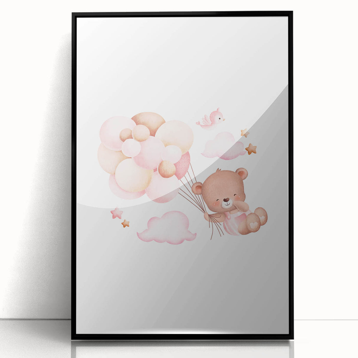 Children’s Wall Decor - Floating Teddy Bear Kids Room Art
