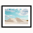 Black frame showcasing a stunning desert landscape artwork with a mat, highlighting vibrant colors and intricate details, perfect for home decor.
