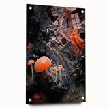 Large abstract wall art on acrylic glass featuring swirling gray and white patterns.