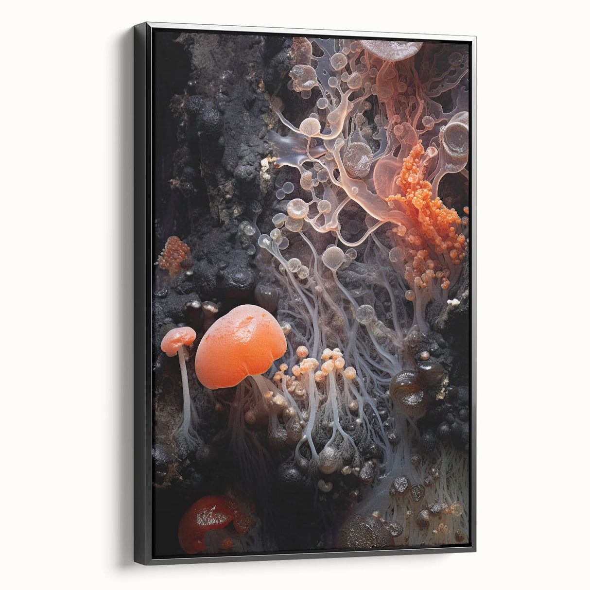 Black and white framed canvas featuring a close-up landscape, ideal for bedroom wall decor.