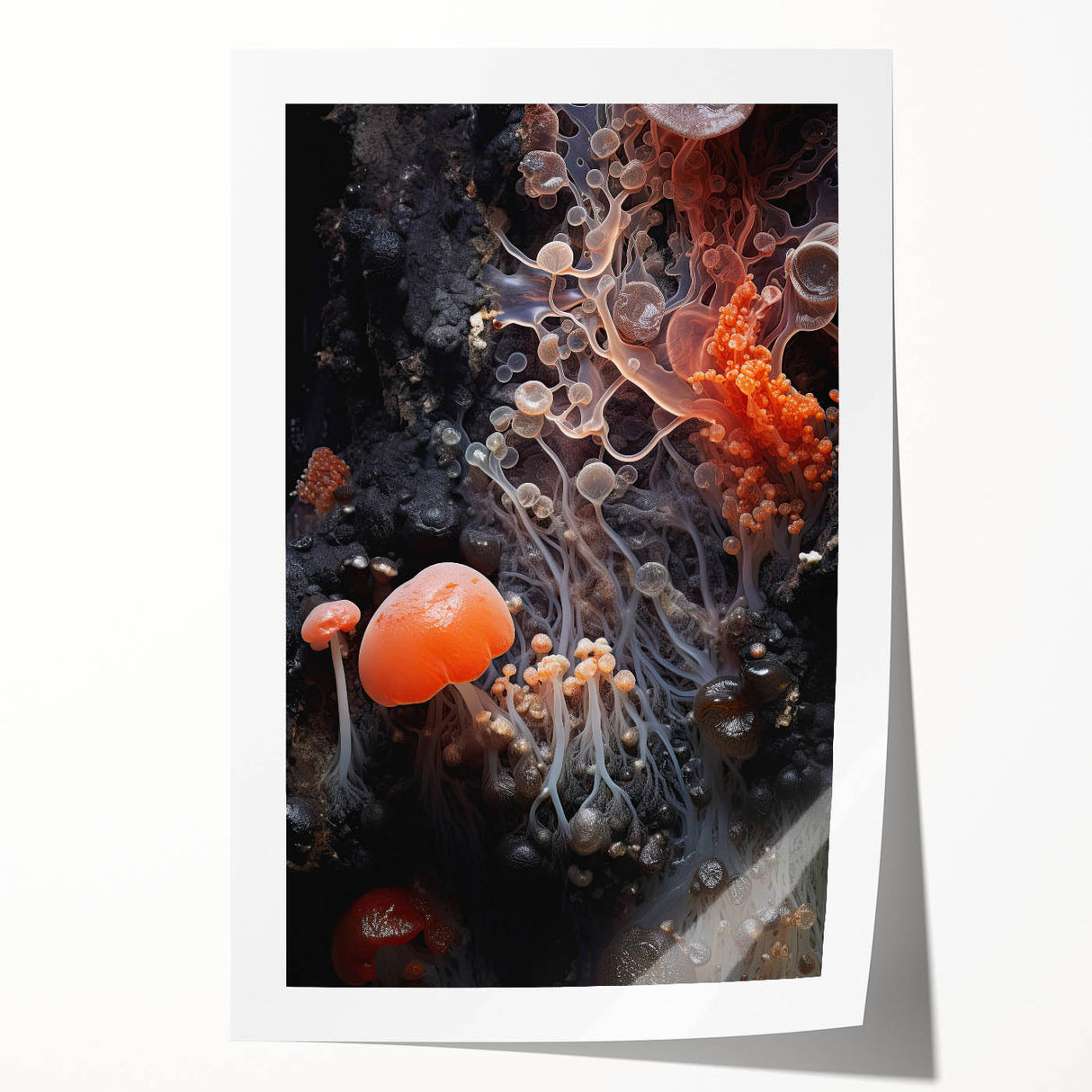 Extra large rolled print of close-up floral elements in natural tones, suitable for dining room or bathroom wall art.