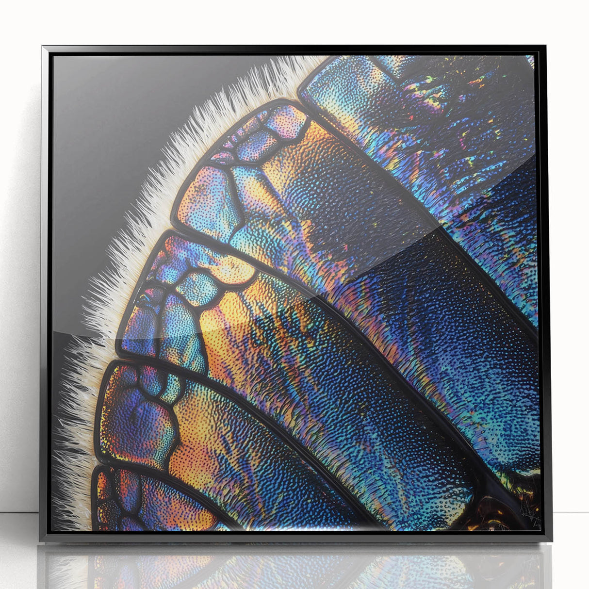 Large abstract wall art featuring a close-up of an animal, in muted earth tones on a framed acrylic.