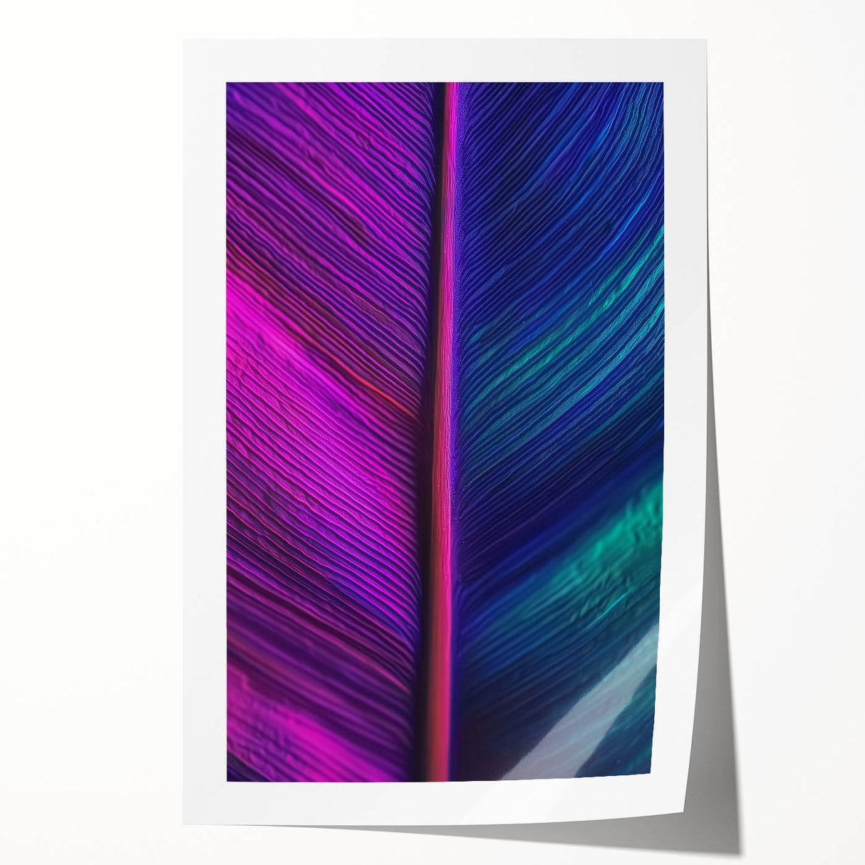Extra large rolled print featuring close-up floral elements in vibrant green and pink, ideal for dining room wall art.