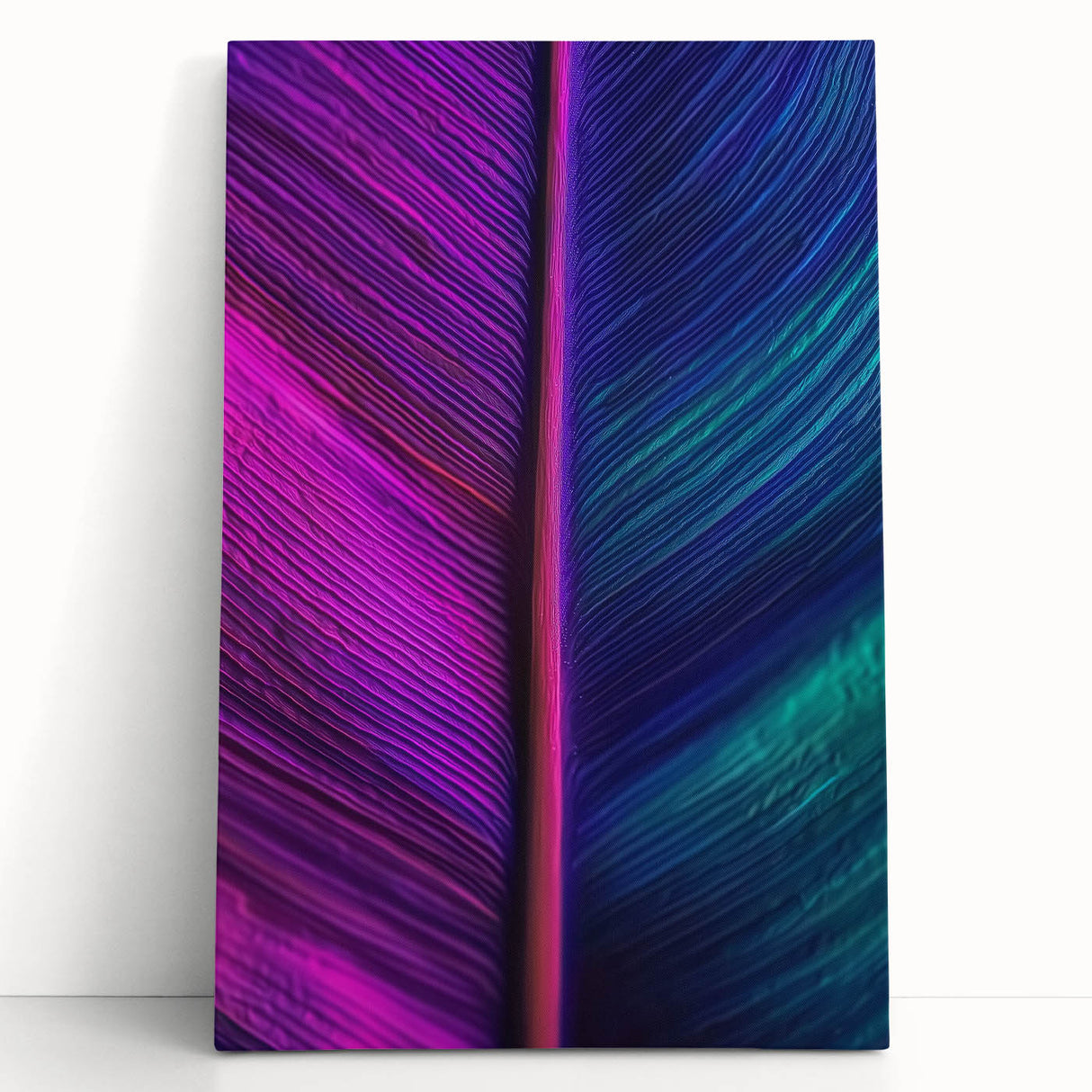 Black and white close-up photo of leaves on stretched canvas, ideal for kitchen wall art.