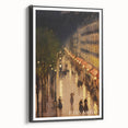 Black and white framed canvas featuring a vintage landscape painting, ideal for bedroom wall art.