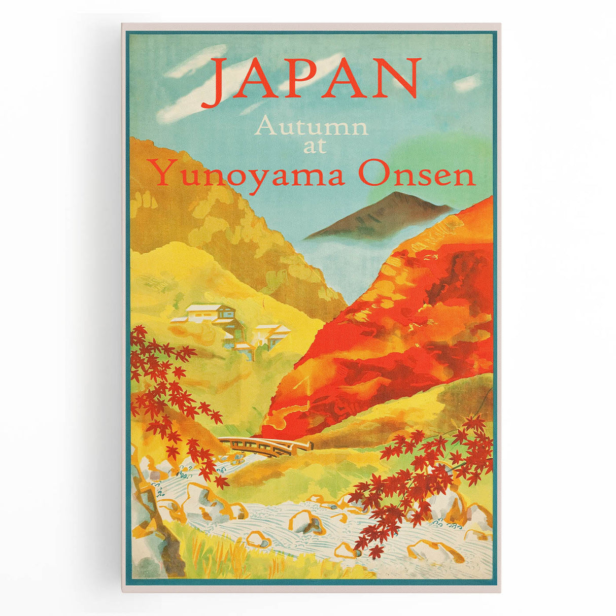 Vintage Japan Travel Poster | Autumn at Yunoyama Onsen Art Print
