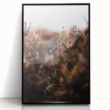 Large abstract wall art featuring swirling autumnal hues on black acrylic, framed, ideal for modern living room decor.