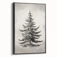 Winter landscape painting in black and white on framed canvas, suitable for bedroom wall placement.