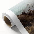Art deco poster of a summer scene on rolled canvas, featuring soft pastel shades, ideal for nursery wall art.