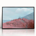 Framed acrylic artwork showcasing a stunning landscape with a majestic castle, presented in a sleek black frame, ideal for enhancing home decor.