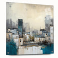 Abstract architectural wall art in acrylic glass, showcasing geometric designs with a side view, mounted with stylish pins for modern decor enhancement.
