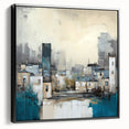 Framed abstract architecture wall art in black, showcasing geometric shapes and modern design elements. Perfect for contemporary home decor or office spaces.