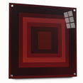 Abstract geometric acrylic glass design showcasing vibrant colors in a side view, featuring pin accents that enhance its modern aesthetic and artistic appeal.