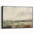 Framed canvas wall art depicting an abstract landscape with shades of blue, green, and black, showcasing a modern design ideal for contemporary home decor.