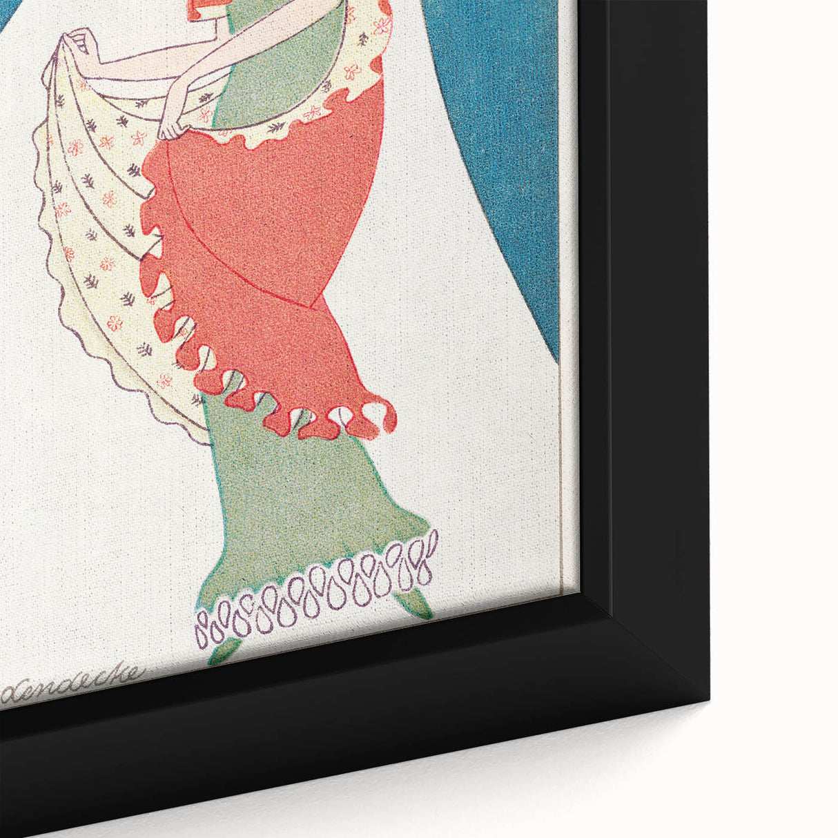 Vibrant Art Deco Wall Art – Bold 1920s Fashion Illustration in Red & Teal