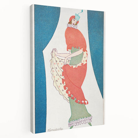 Vibrant Art Deco Wall Art – Bold 1920s Fashion Illustration in Red & Teal