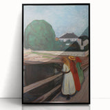 Expressionist Art: Girls on the Bridge Modern Canvas Print