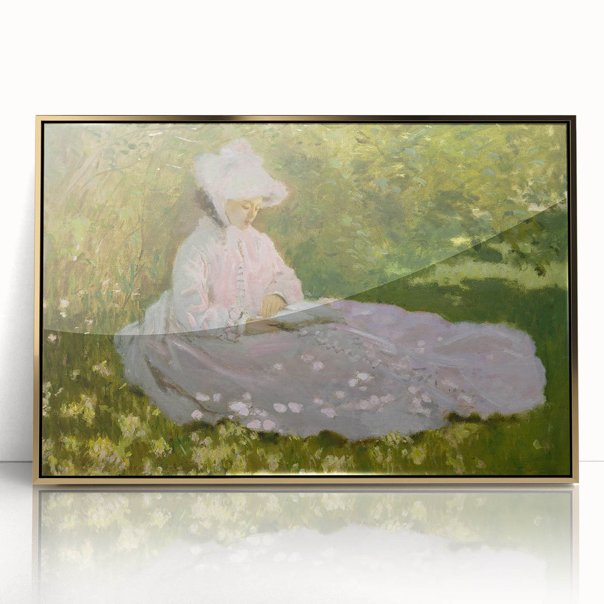 Impressionist Garden Scene - Monet's Springtime, Elegant Framed Print