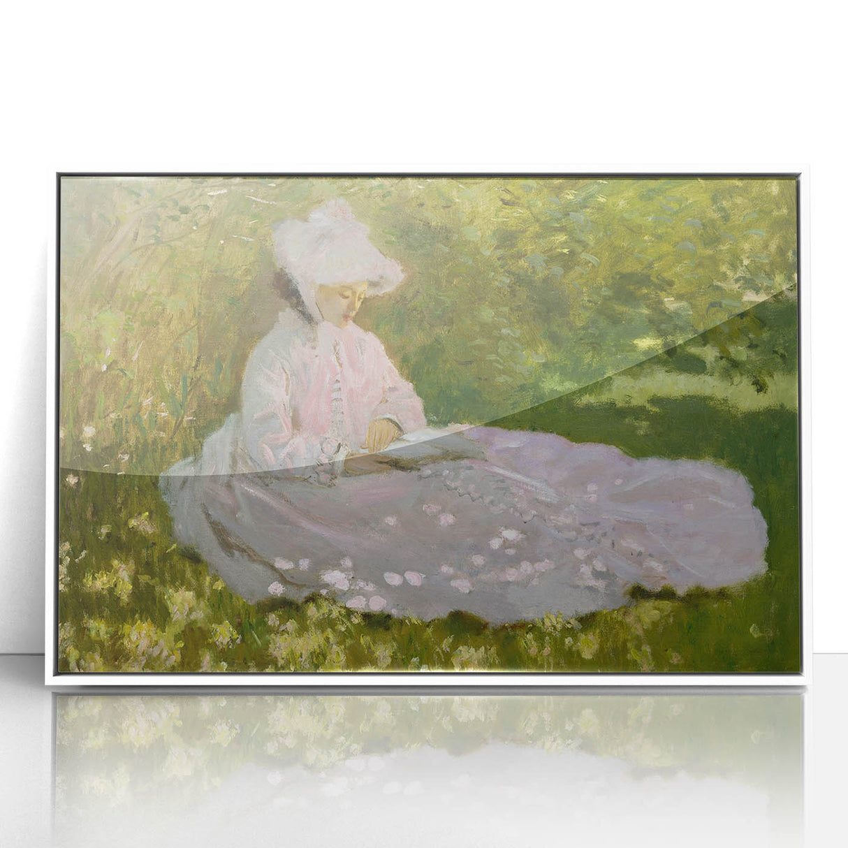 Impressionist Garden Scene - Monet's Springtime, Elegant Framed Print