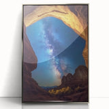 Framed acrylic artwork showcasing a vibrant landscape of canyons, featuring striking colors and textures, ideal for home decor and art enthusiasts.