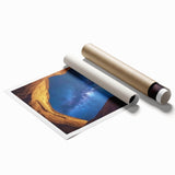 Landscape rolled print showcasing vibrant canyons in earthy tones, featuring intricate textures and details, ideal for enhancing home decor and interior design.