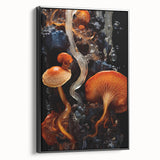 Black and white landscape painting on framed canvas, featuring close-up natural elements, suited for bedroom wall decor.